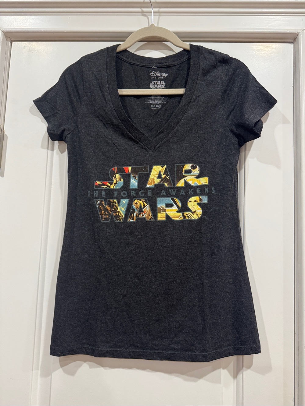 Disney Star Wars Women's V-Neck Tee - Black The Force Awakens